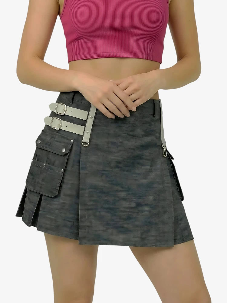Kilt Utility de Denim para Mujer con Correas Ajustables
