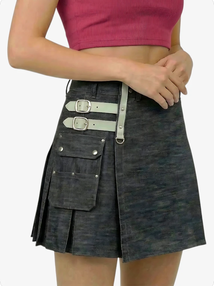 Kilt Utility de Denim para Mujer con Correas Ajustables