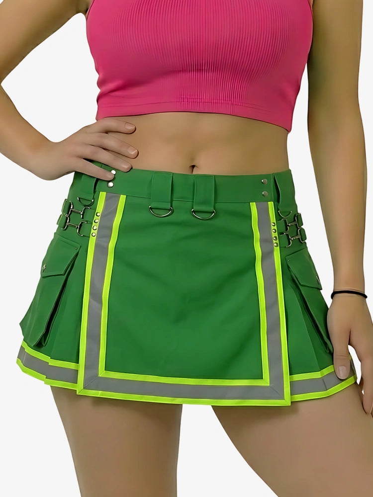 Kilt de bombero verde para mujer