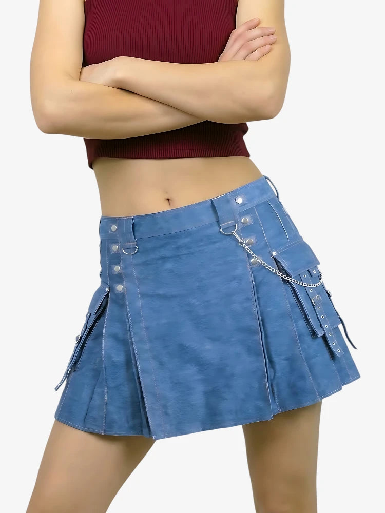 Kilt Moderno de Denim Azul para Mujer
