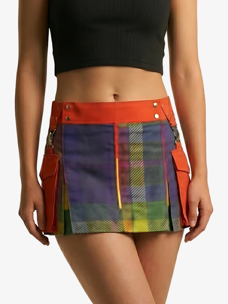 Women Multicolor Rainbow Kilt