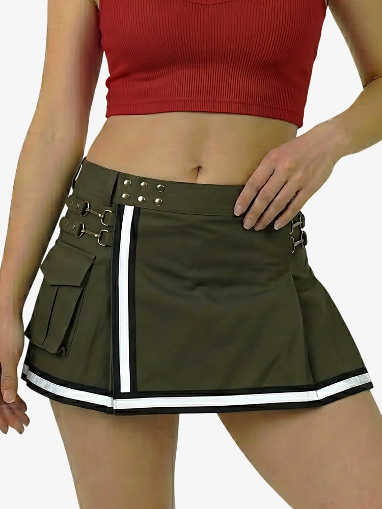 Kilt reflectante de bombero oliva para mujer