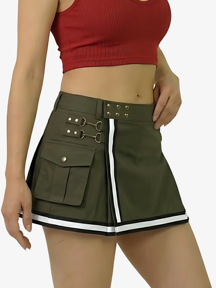 Kilt reflectante de bombero oliva para mujer