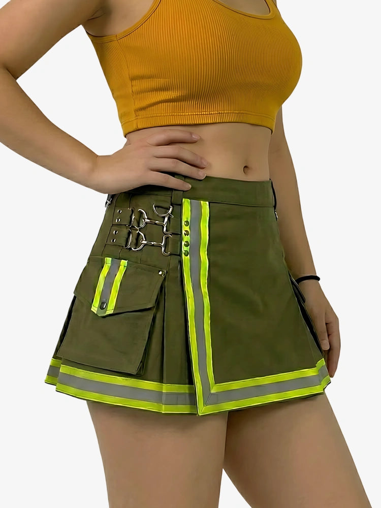 Kilt de bombero color oliva para mujer