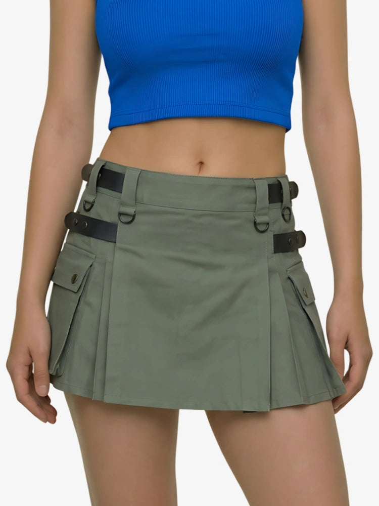 Kilt utility de algodón verde oliva para mujer