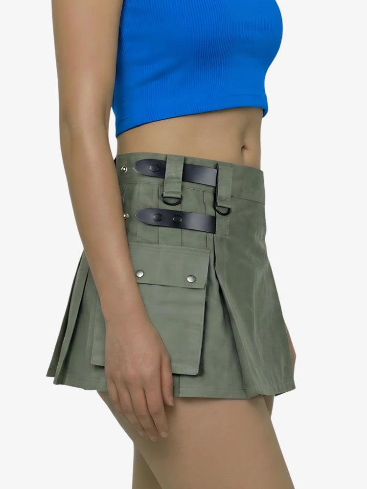 Kilt utility de algodón verde oliva para mujer
