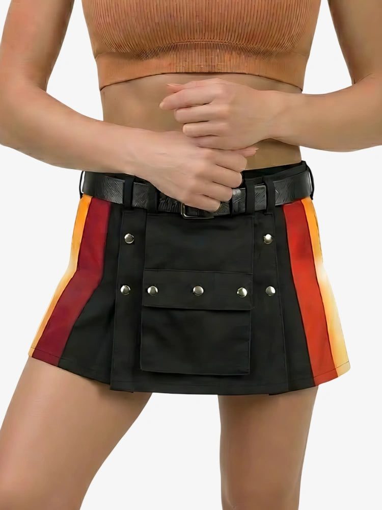 Women Rainbow Kilt with Gradient Side Panels