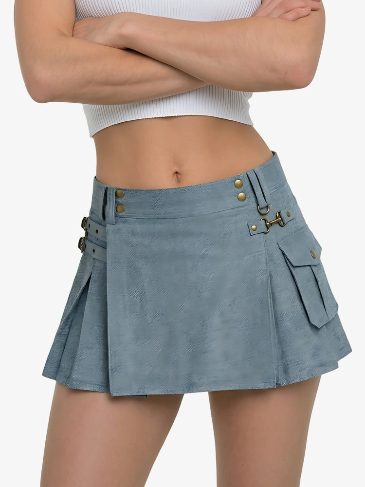 Kilt utility de mezclilla azul cielo para mujer