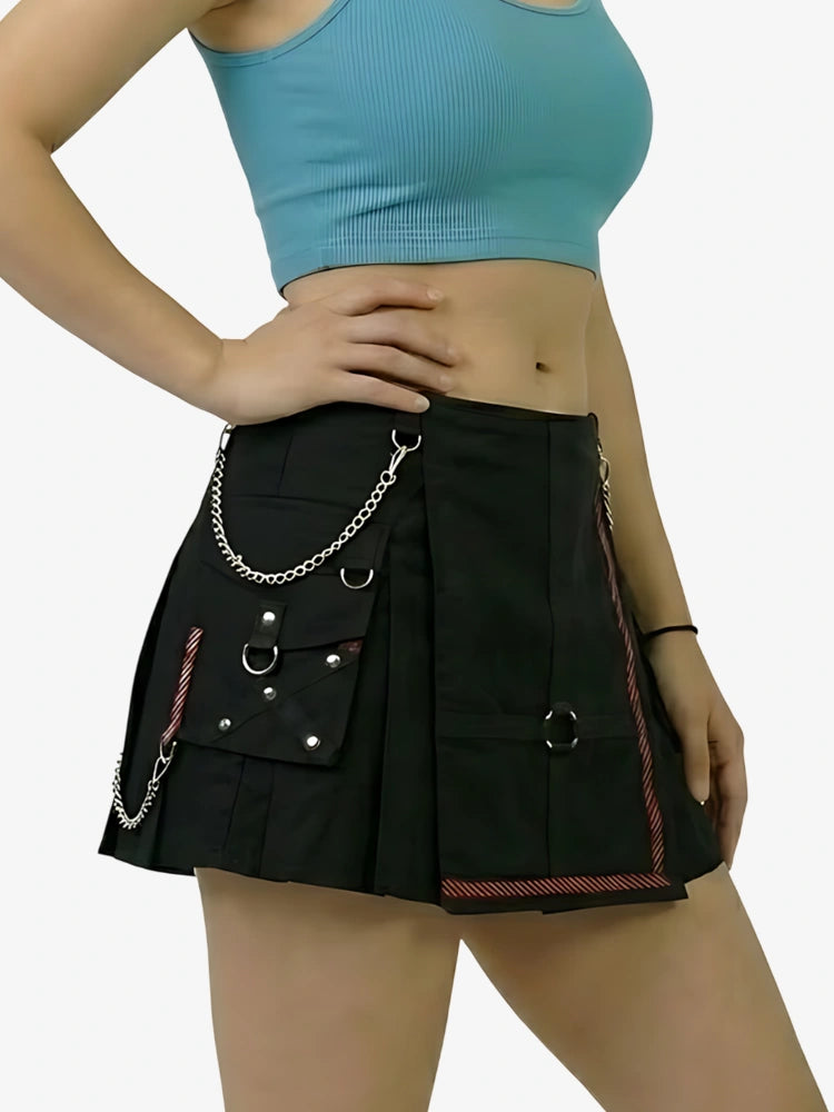 Kilt utility negro elegante para mujer