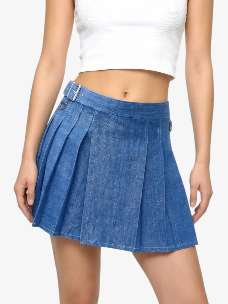 Kilt de Denim Azul Elegante para Mujer
