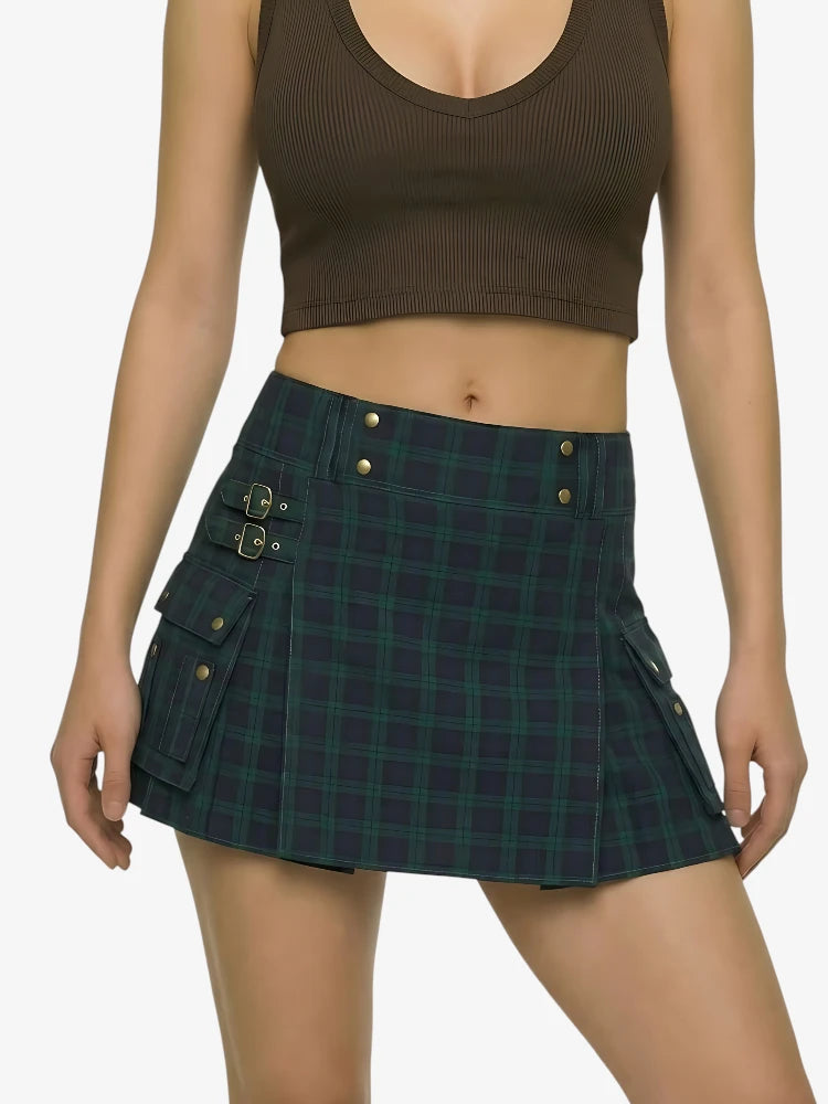 Kilt Utility Tartan Black Watch para Mujer con Bolsillos Cargo