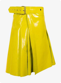 Custom Made Yellow Women's Leather Kilt